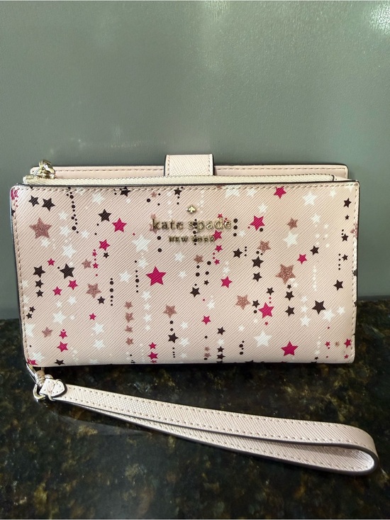 kate spade Handbags - Kate Spade ♠️ Pink Star-Print Top Zip & Snap Closure Wristlet Wallet NWOT